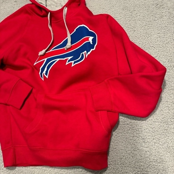 Men's Buffalo Bills Red Pullover Embroidered Hoodie Hoody Sweatshirt Size Large - Picture 5 of 11